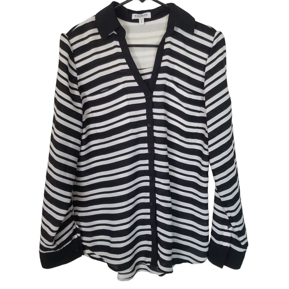 Express Womens Striped Portofino Shirt Size M Boss Babe Career Corp Office Siren